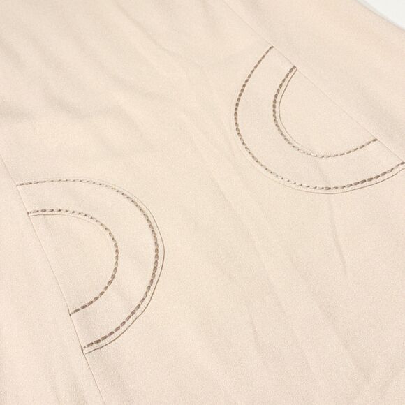 Boden Beige Wool Shift Dress Decorative Stitching Women's Size 8 Long - Picture 3 of 15